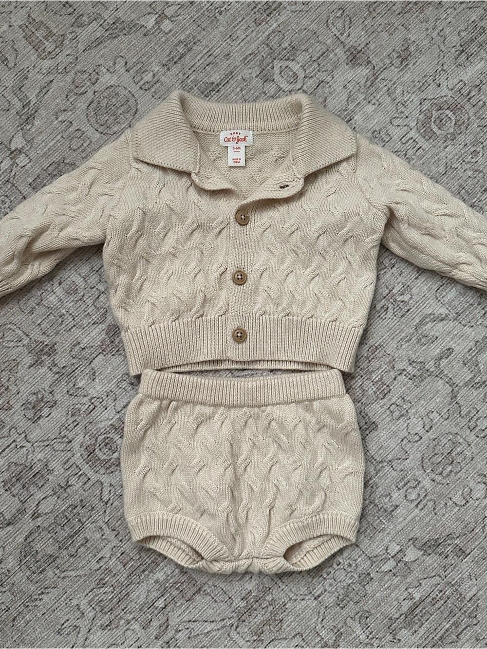 Cat & Jack Neutral Cable Knit Two-Piece Baby Set - Cream